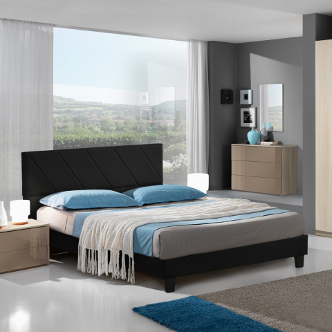 Tweepersoonsbed van stof met lattenbodem 160x190 cm Olten  Aanbieding