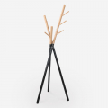Moderne Scandinavische stijl staande kapstok van metaal in houtkleur en zwart Zavest Aanbieding