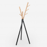 Moderne Scandinavische stijl staande kapstok van metaal in houtkleur en zwart Zavest Aanbieding