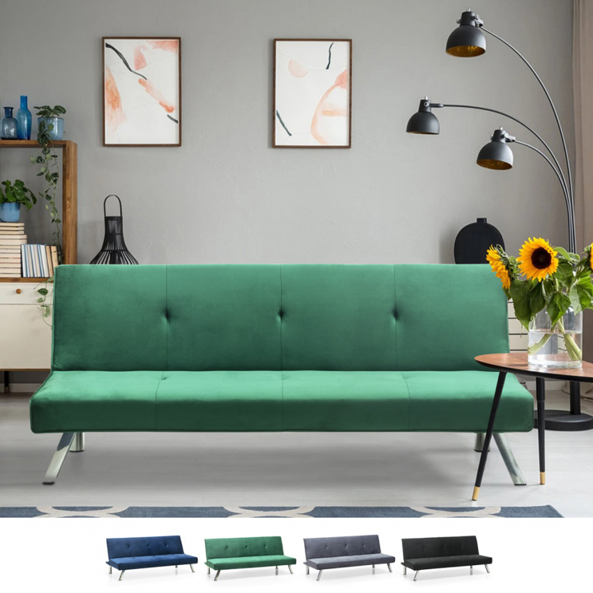 2-zits design slaapbank in fluwelen stof Probatus 