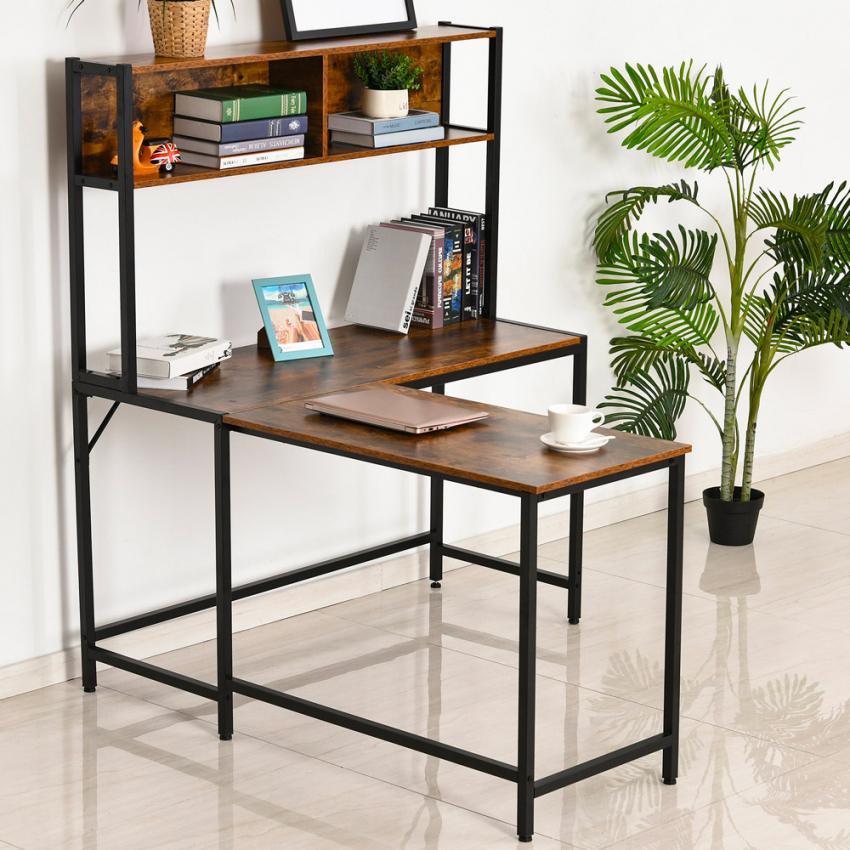 Hoekbureau in industrieel design 125x140 cm Hoover Aanbieding Hoekbureau in industrieel design 125x140 cm Hoover Aanbieding