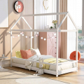 Montessori ledikant Husty voor kinderen, houten huis 80x160cm Aanbieding