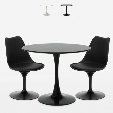 ronde tafel 60cm set 2 stoelen Tulipan stijl modern scandinavisch design alizé Aanbieding