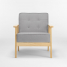 Scandinavische fauteuil vintage stijl in hout en stof met armleuningen Hage 