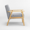 Scandinavische fauteuil vintage stijl in hout en stof met armleuningen Hage 
