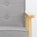 Scandinavische fauteuil vintage stijl in hout en stof met armleuningen Hage 