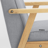 Scandinavische fauteuil vintage stijl in hout en stof met armleuningen Hage 