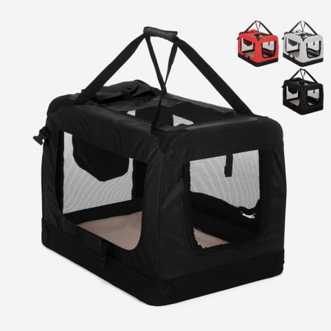 Middelgrote opvouwbare honden- en katten transportmand van stof 68,5x48x50 cm Oliver L Aanbieding