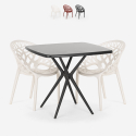  Set met vierkante zwarte tafel 70x70 cm en 2 design stoelen Moai Black Aanbod