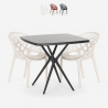  Set met vierkante zwarte tafel 70x70 cm en 2 design stoelen Moai Black Aanbod