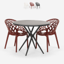 Set met ronde zwarte tafel 80 cm 2 design stoelen Maze Black Aanbieding