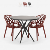 Set met ronde zwarte tafel 80 cm 2 design stoelen Maze Black Aanbieding