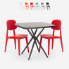 Moderne set met zwarte vierkante tafel 70x70 cm 2 design stoelen Wade Black Kortingen