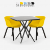 Set van 2 design stoelen en zwarte vierkante tafel 70x70 cm Navan Black Aanbod