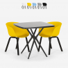 Set van 2 stoelen en design zwart vierkante tafel 70x70cm modern Navan Black Aanbod