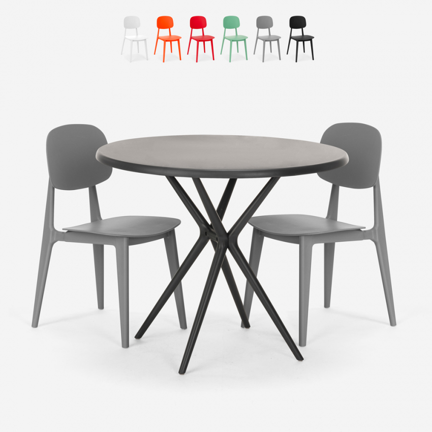 Ronde tafel set 80cm zwart 2 stoelen design Berel Black Aanbod