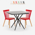 Set van 2 moderne design stoelen en vierkant tafel 70x70cm Roslin Black Aanbieding