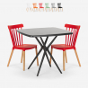 Set van 2 moderne design stoelen en vierkante zwarte tafel 70x70 cm Roslin Black Aanbieding