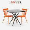 Set van 2 moderne design stoelen en vierkant tafel 70x70cm Roslin Black Verkoop