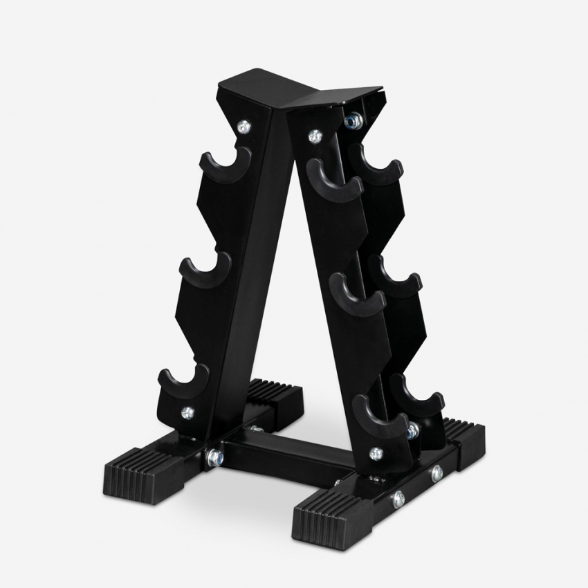 Ruimtebesparend verticaal anti-slip metalen rek voor 6 dumbbells Pakara Aanbieding Ruimtebesparend verticaal anti-slip metalen rek voor 6 dumbbells Pakara Aanbieding
