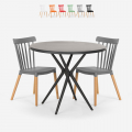 Eskil Black rond design tafel set 80cm 2 stoelen Zwart Aanbieding