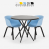 Ronde design tafel set 80cm zwart 2 stoelen Oden Black Korting