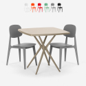 Moderne set met beige vierkante tafel 70x70 cm en 2 design stoelen Wade Aanbod