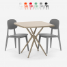Moderne set met beige vierkante tafel 70x70 cm en 2 design stoelen Wade Aanbod