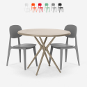 Set met beige ronde tafel 80 cm en 2 design stoelen Berel  Model
