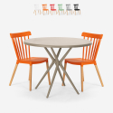 Design ronde tafel set beige 80cm 2 stoelen Eskil Kortingen