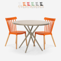 Set met ronde beige tafel 80 cm en 2 design stoelen Eskil Kortingen