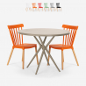 Set met ronde beige tafel 80 cm en 2 design stoelen Eskil Kortingen