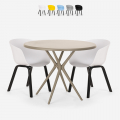 Design ronde tafel set 80cm beige 2 stoelen Oden Aanbieding