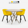 Set met ronde beige tafel 80 cm en 2 design stoelen Oden Kortingen