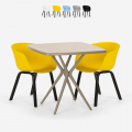 Set van 2 stoelen design beige en vierkante tafel 70x70cm modern Navan Aanbieding