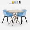 Set van 2 stoelen design beige en vierkante tafel 70x70cm modern Navan Aanbod