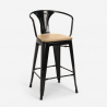 Hoge kruk met industrieel ontwerp Steel Wood Back Light 