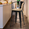 Hoge kruk met industrieel ontwerp Steel Wood Back Light 