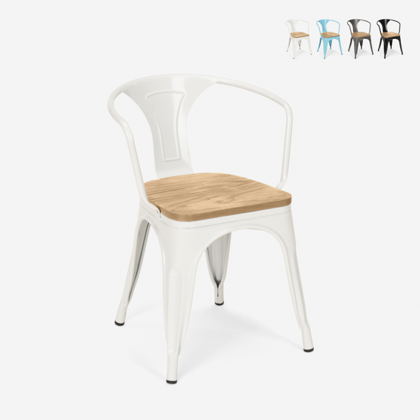 Industriële stalen stoel Steel Wood Arm Light met armleuningen Aanbieding Industriële stalen stoel Steel Wood Arm Light met armleuningen Aanbieding