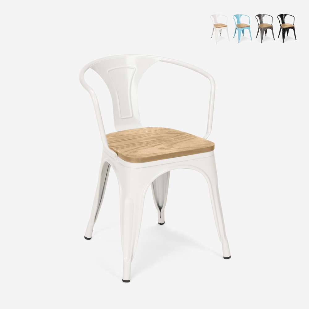 Tolix stijl stoelen industrieel ontwerp bar keuken Steel Wood Arm Light