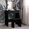 Zwarte make-up tafel met lade, spiegel en krukje Dalila Black Aanbod