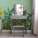 Make-up tafel grijs met spiegel, lade en krukje Dalila Grey Aanbod