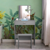 Make-up tafel grijs met spiegel, lade en krukje Dalila Grey Aanbod