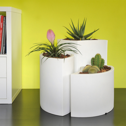 Witte plantenbak set 3 potten voor planten ontwerp huis tuin Tris Petalo