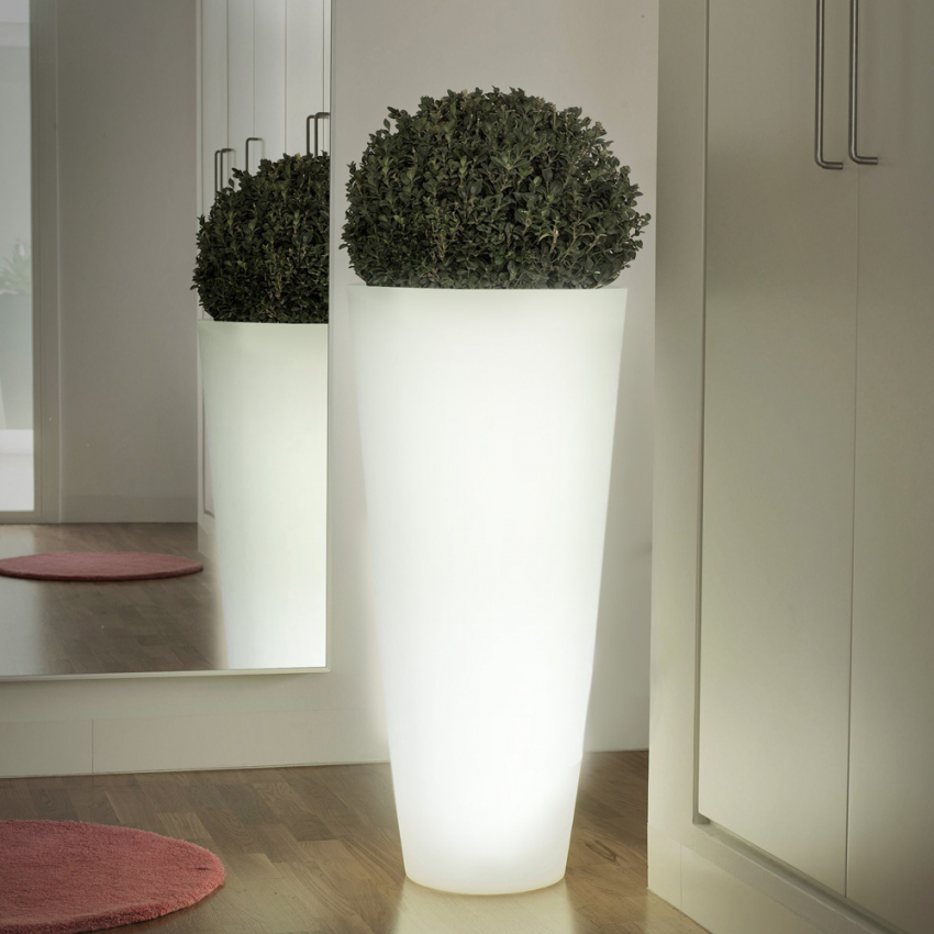 vroegrijp Gestaag Skalk Hydra design ronde hoge lichtgevende plantenbak Ø 39 x 85cm kit licht voor  buiten tuin