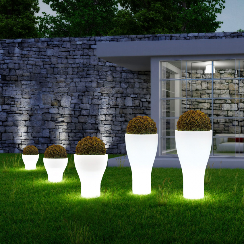 Bezwaar diep Het is de bedoeling dat Domus ronde hoge lichtgevende buiten plantenbak in modern design met  lichtset