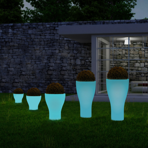 Pellen Eik ondeugd Domus Fluo design fluorescerende lichtgevende ronde plantenbak voor  buitentuin