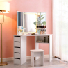 Make-up hoektafel met 3 LED spiegels, krukje en schuifladen Elettra Aanbieding