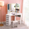 Make-up hoektafel met 3 LED spiegels, krukje en schuifladen Elettra Korting