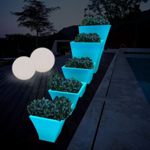 Vierkante fluorescerende design plantenbak voor buiten tuin Patio Fluo